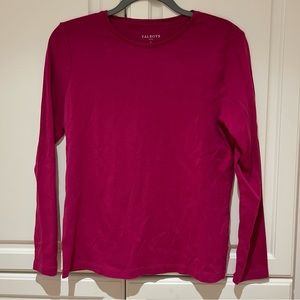 Talbots Long Sleeve Tee Shirt Pink Size Large 100% Cotton Valentine’s Day Top